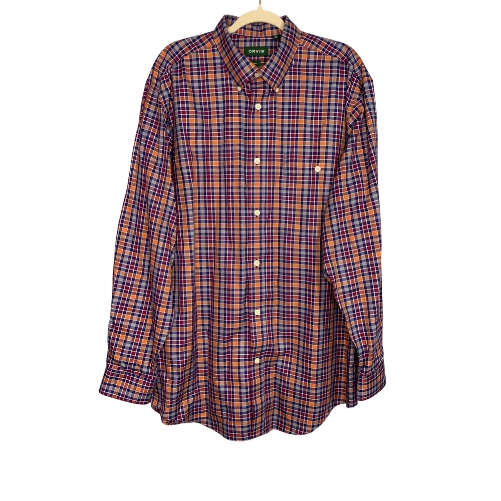 ORVIS Mens XL Tall Multi Plaid Button Down Shirt Long‎ Sleeve Casual Workwear
